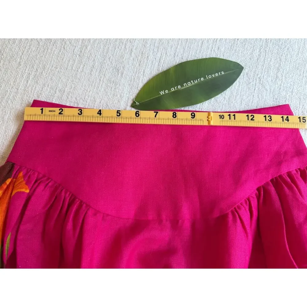 Farm Rio NEW Pink Linen Maxi Skirt, Med